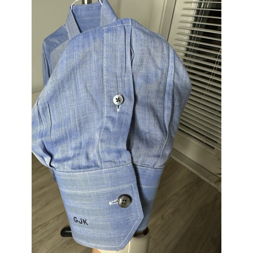 Ermenegildo Zegna Su Misura Regular Fit Long Sleeve Blue Shirt 46/18 - Picture 8 of 13
